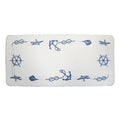 white linen table runner blue nautical embroidery anchors ship wheel rope Funke Germany
