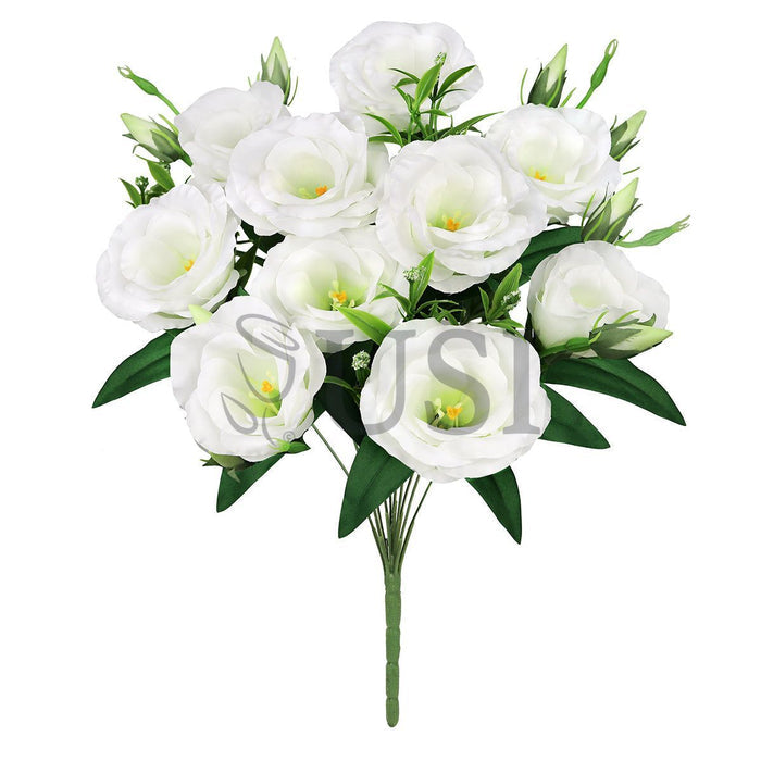 Lisianthus Flower Bush w Filler x10, 19in, White