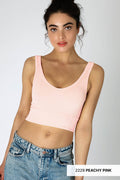 Lola Herringbone Crop Top - Peachy Pink