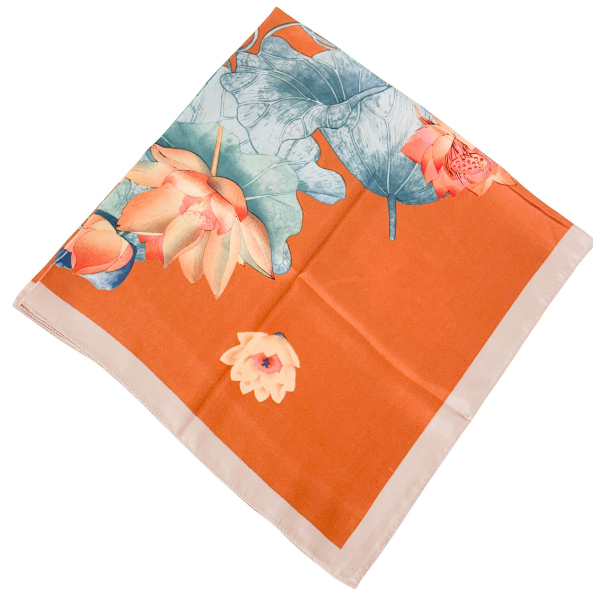 Lotus Square Orange Scarf