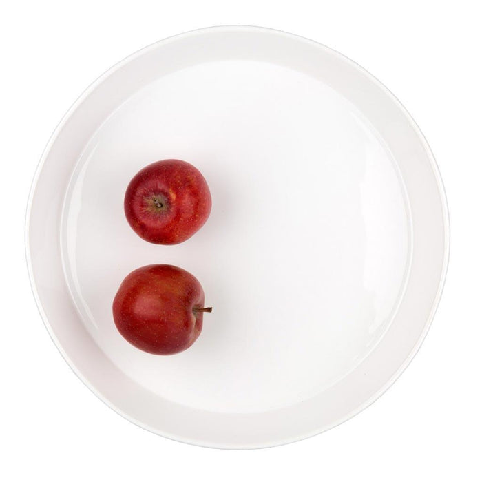 White Luce Large Ceramic Serving Dish with two red apples.