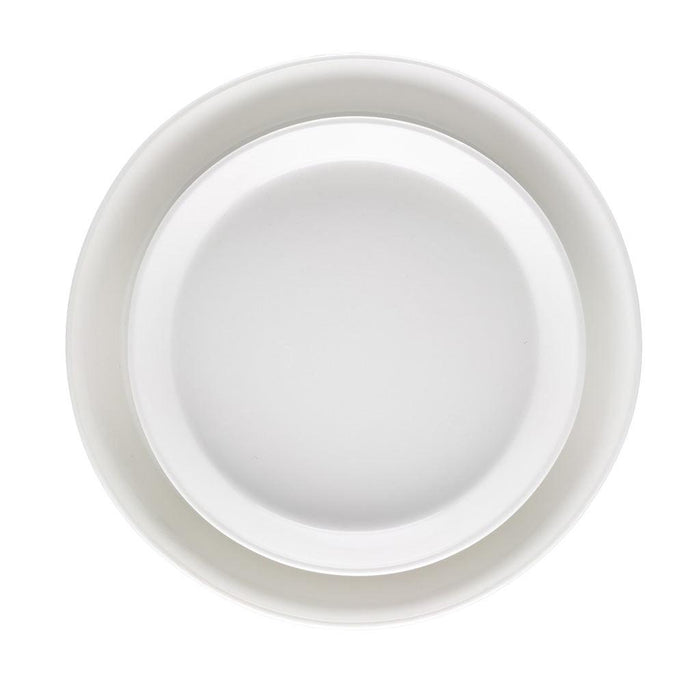 Luce Large Ceramic Serving Dish, 15"Dia, white, high-fired earthenware, minimalist design.