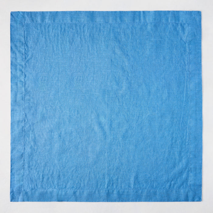 Lupine Blue HG Signature hand-dyed 22-inch linen napkin with mitered corners.