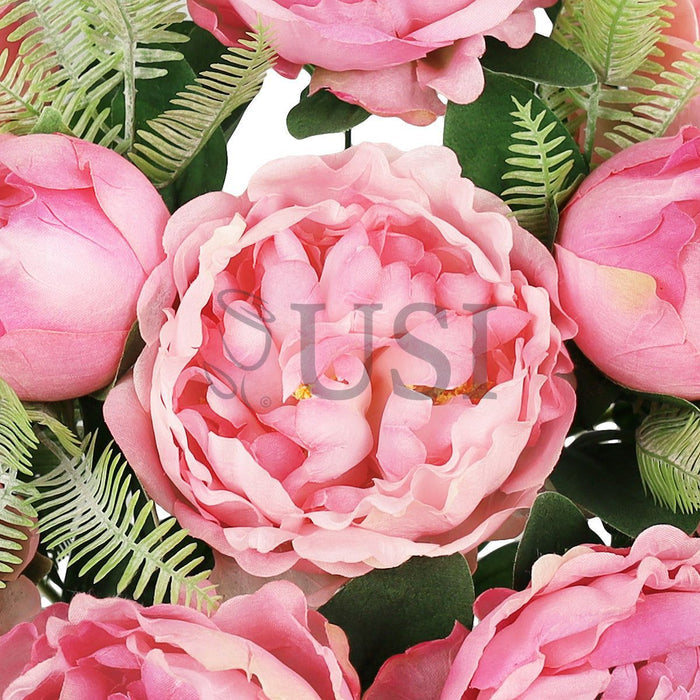 Lush Peony Flower Bush x10, 20in, Fuchsia Pink
