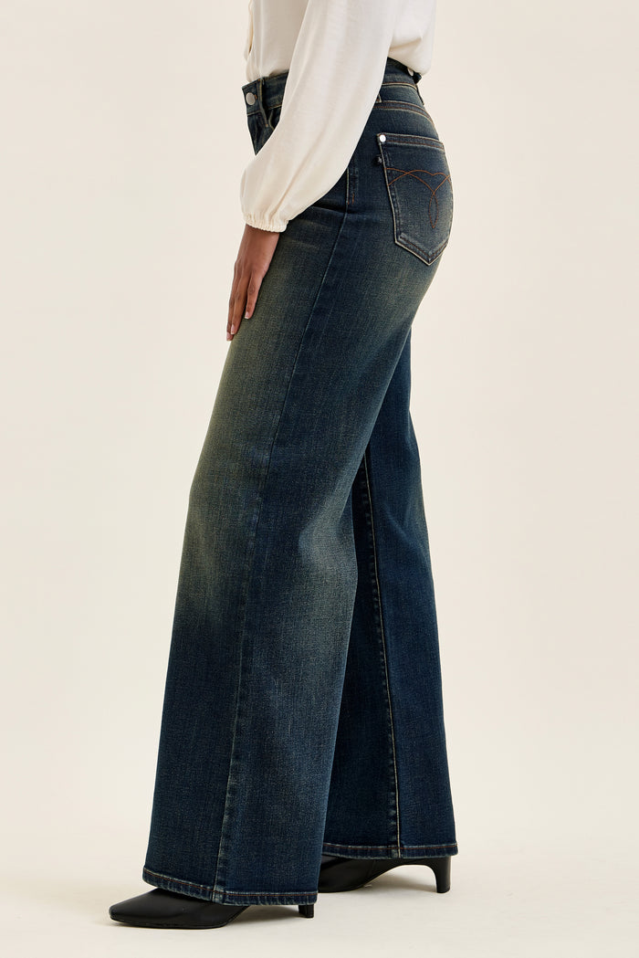 Lux Retro Wide Leg Denim with Adjustable Back Tab