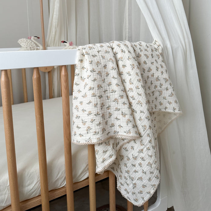 Mabel & Fox - Baby Muslin Cotton Blanket - Dainty Floral - Mabel & Fox