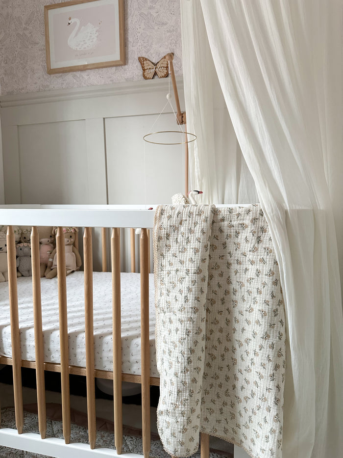 Mabel & Fox - Baby Muslin Cotton Blanket - Dainty Floral - Mabel & Fox