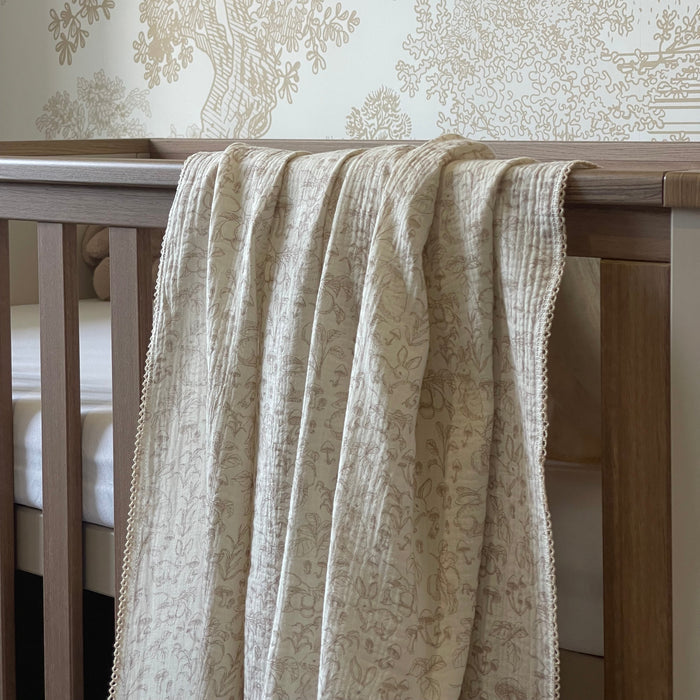 Mabel & Fox - Baby Muslin Cotton Blanket - Woodland Bunnies - Mabel & Fox