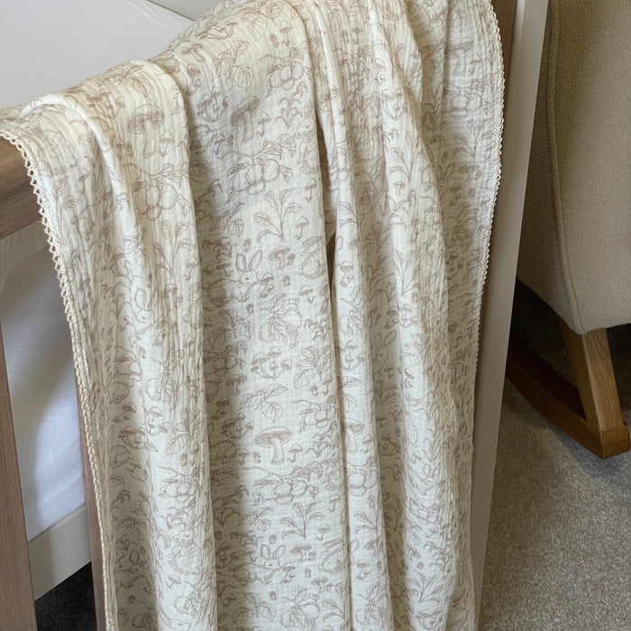 Mabel & Fox - Baby Muslin Cotton Blanket - Woodland Bunnies - Mabel & Fox