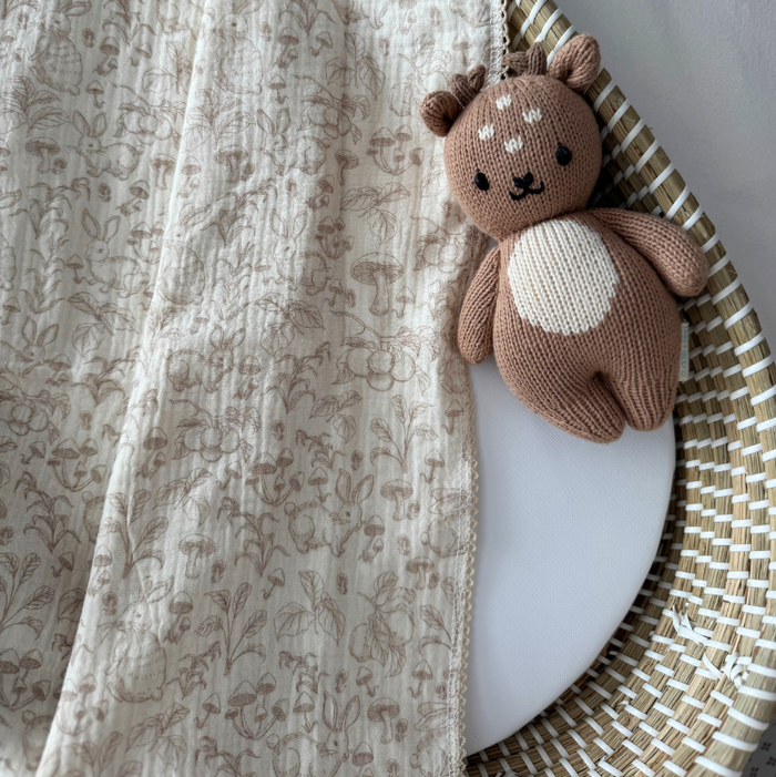 Mabel & Fox - Baby Muslin Cotton Blanket - Woodland Bunnies - Mabel & Fox