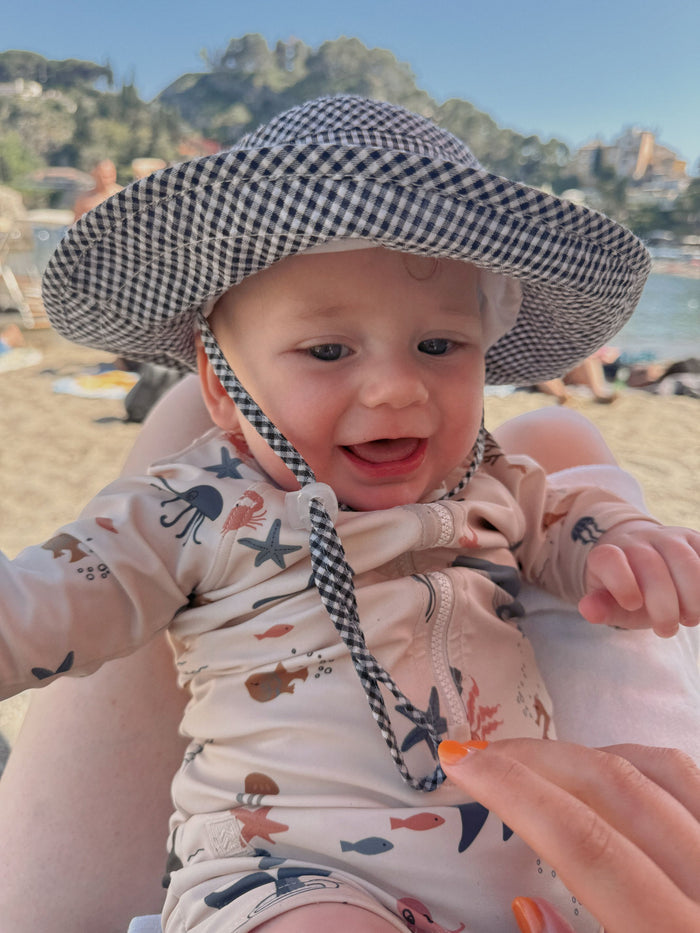 Mabel & Fox - Gingham Sun Hat - Black - Mabel & Fox