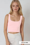 Madi Chevron Bra Top - Icy Pink