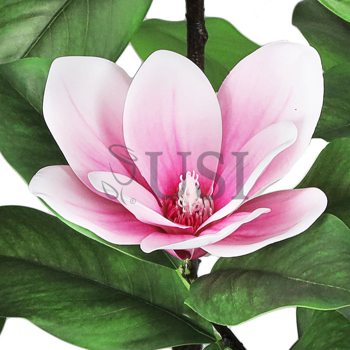 Magnolia Flower Tree Real Touch Potted, 6ft, Pink