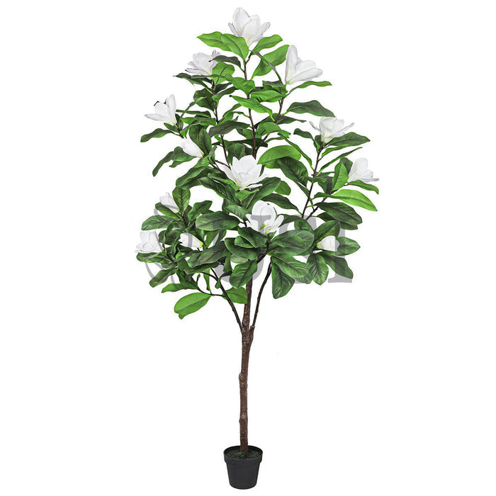 Magnolia Flower Tree Real Touch Potted, 6ft, White