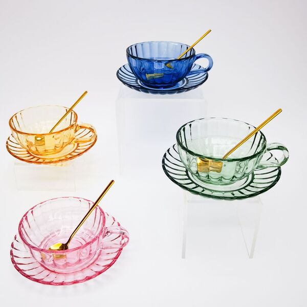 maisy glass tea cup and saucer set
