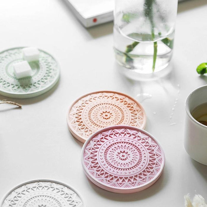 "Mantra" concrete coaster silicone mold - madmolds -
