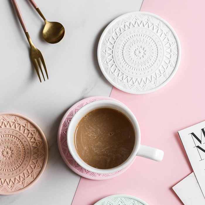 "Mantra" concrete coaster silicone mold - madmolds -