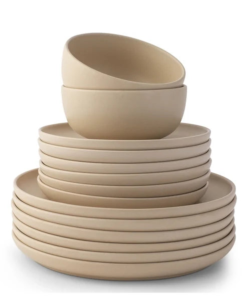 Mate Beige 18-Piece Stoneware Dinnerware Set