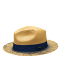 Men's Castro Collection Brown/Navy Blue Straw Fedora Hat