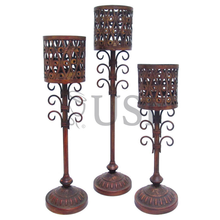 Metal Candle Holder, 24.25in, Brown