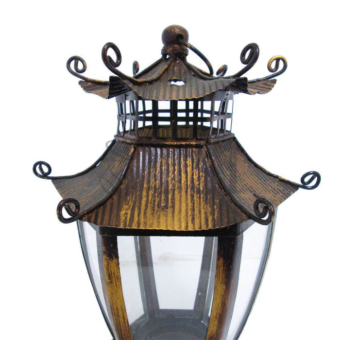 Metal Lantern Candleholder, 11.5in, Brown