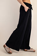 Mile High Black Cotton Slub Lounge Pant - Curvy Available