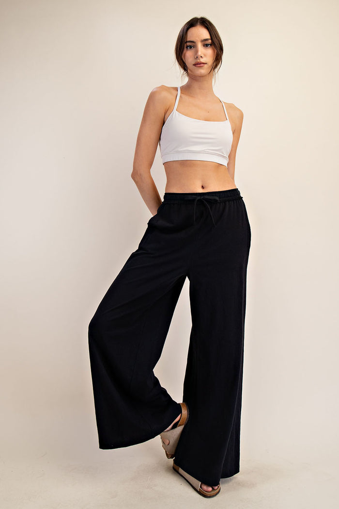 Mile High Black Cotton Slub Lounge Pant - Curvy Available