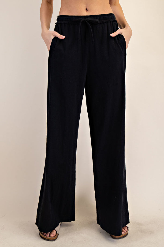 Mile High Black Cotton Slub Lounge Pant - Curvy Available
