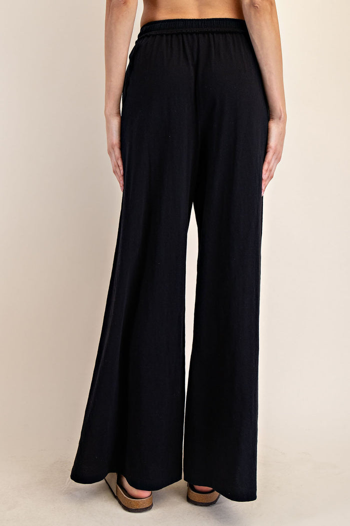 Mile High Black Cotton Slub Lounge Pant - Curvy Available