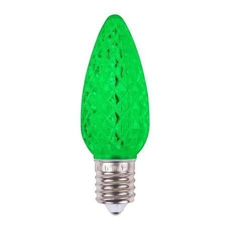 Certified Lights green C9 faceted LED SMD bulb, unbreakable, waterproof, dimmable, cool-to-the-touch.