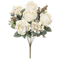 Mixed Eden Rose Hydrangea Berry Flower Bush w Filler x8, 19in, Cream Ivory
