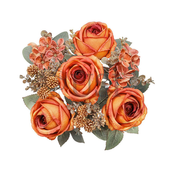 Mixed Eden Rose Hydrangea Berry Flower Bush w Filler x8, 19in, Orange