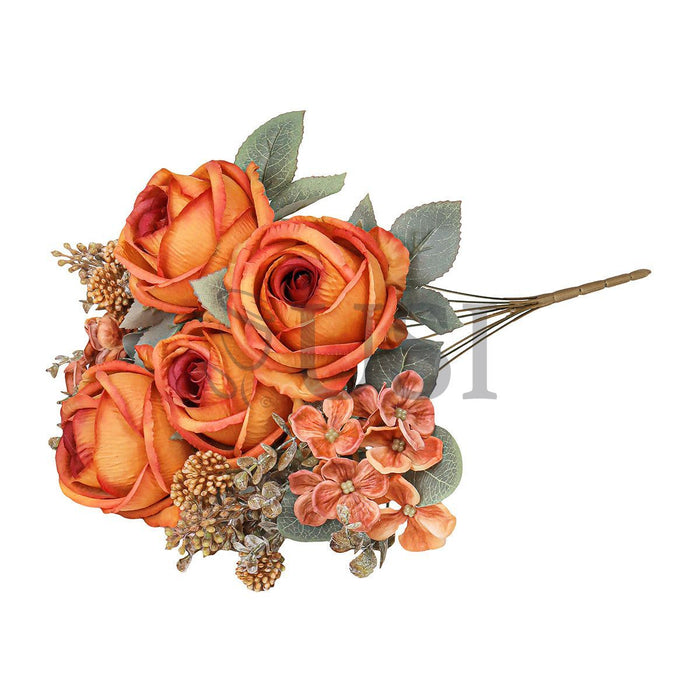 Mixed Eden Rose Hydrangea Berry Flower Bush w Filler x8, 19in, Orange