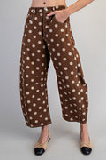 Mocha Polka Dot Barrel Jeans