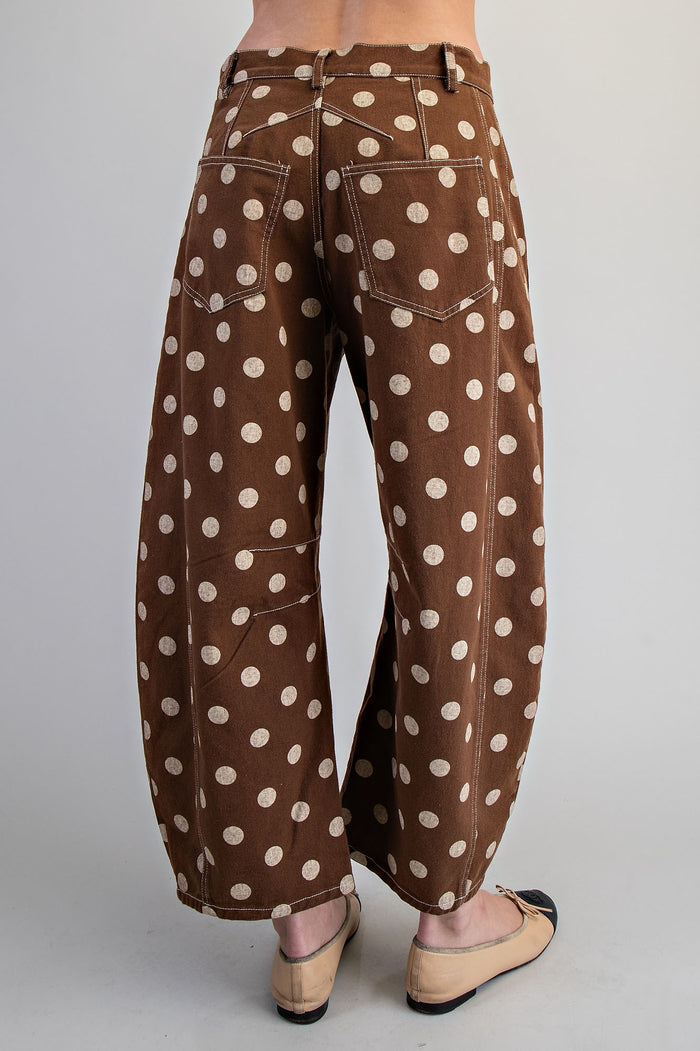 Mocha Polka Dot Barrel Jeans