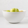 HG Modern Large Ceramic Serve Bowl, white, 14"Dia, with green apples.