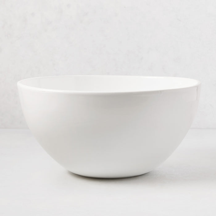 White, modern 14" ceramic serve bowl from Hudson Grace, sleek and simple.