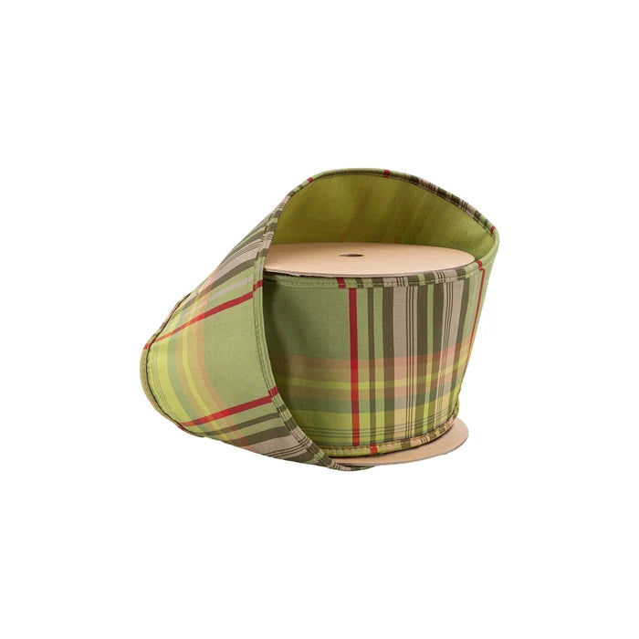 Moss Plaid Piping Dupioni Ribbon, 4" X 10YD