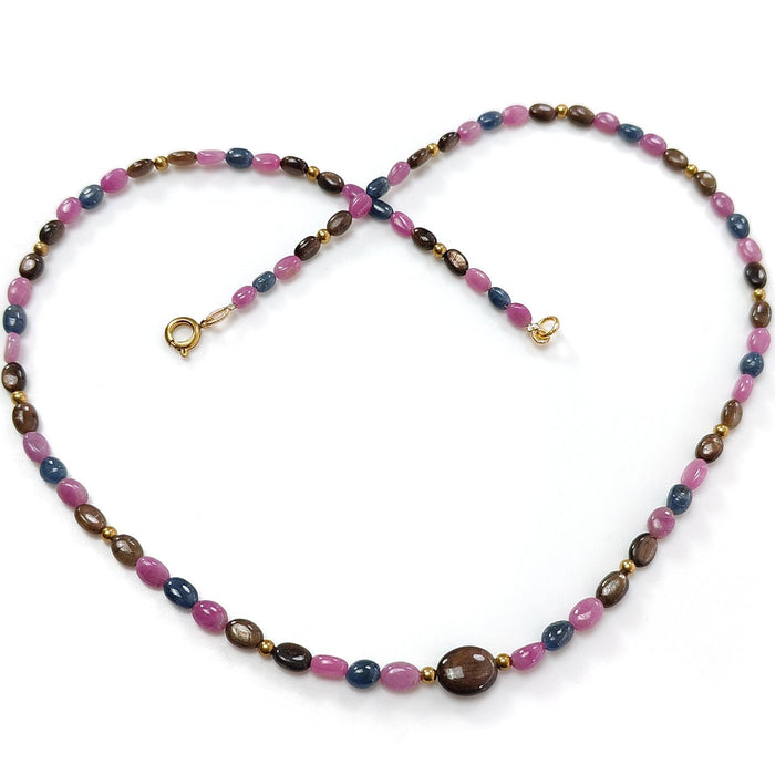 Multi Sapphire Beads Necklace