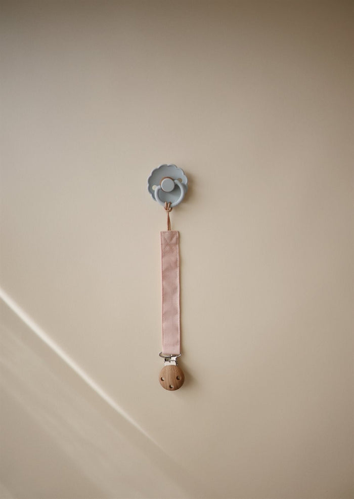 Mushie - Linen Pacifier Clip - 2 Pack - Blush/Cream - Mabel & Fox