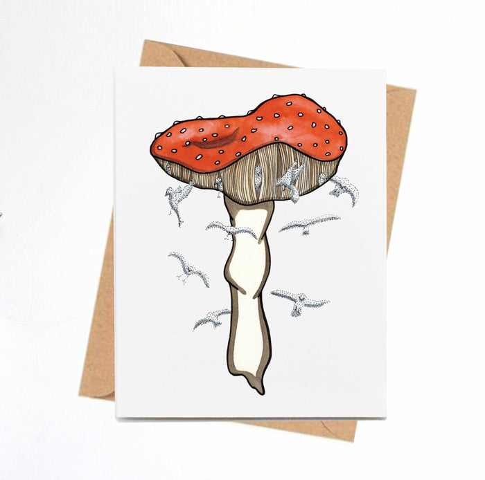 PinkPolish Design Note Cards "Mushroom Magic" Handmade Notecard