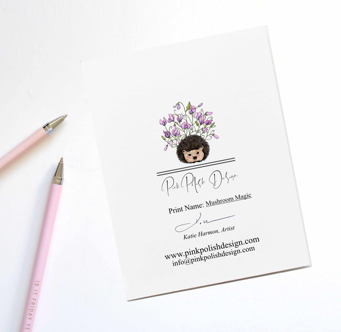 PinkPolish Design Note Cards "Mushroom Magic" Handmade Notecard