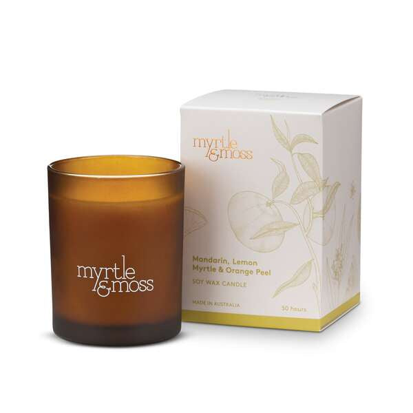 citrus mandarin lemon orange candle by myrtle & moss