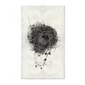 Black and white Nest Study #3 print on textured Nepalese handmade paper, featuring a detailed bird's nest.