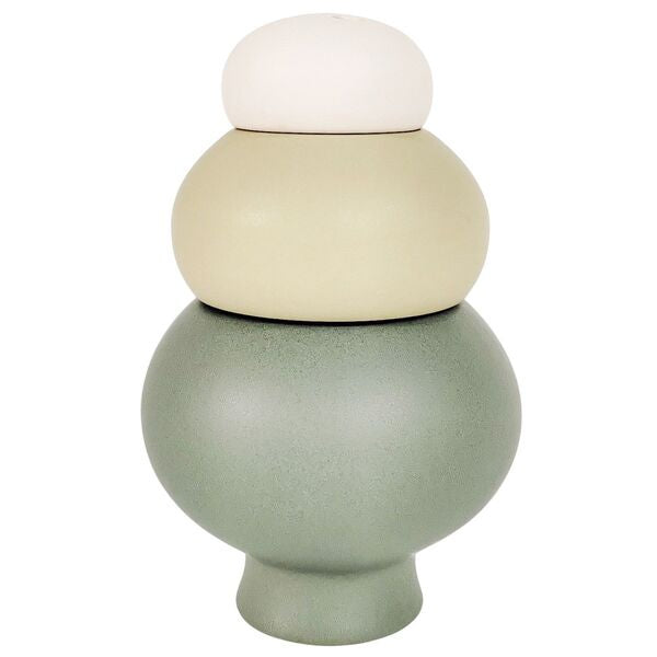 green tones ornament feature nesting stackable pieces