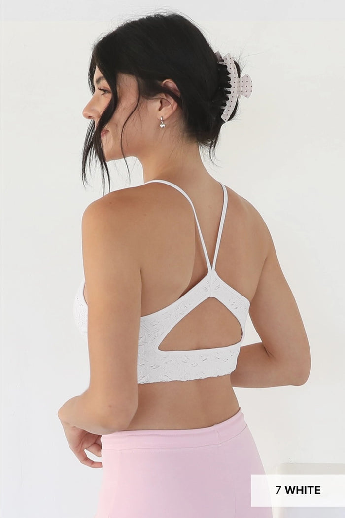 Nicole Textured Lace Triangle Cut Out Bra - Marina