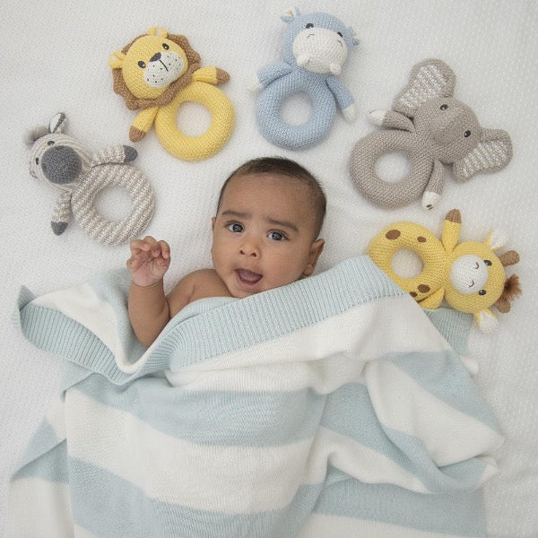 Noah the Giraffe Neutral Knitted Rattle