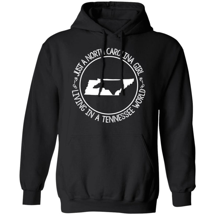 North Carolina Girl Living In Tennessee World T- Shirt - T-shirt Teezalo