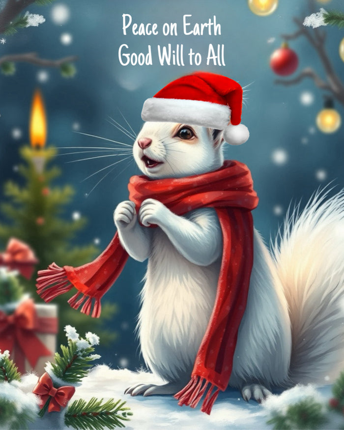 Notecards - White Squirrel Christmas 2024 - Boxed Sets of 10 Cards with Envelopes