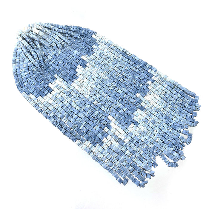 OPAL Gemstone Loose BEADS : Natural Color Enhanced Shaded Blue Opal Loose Square Heishe Statement Beads 17"